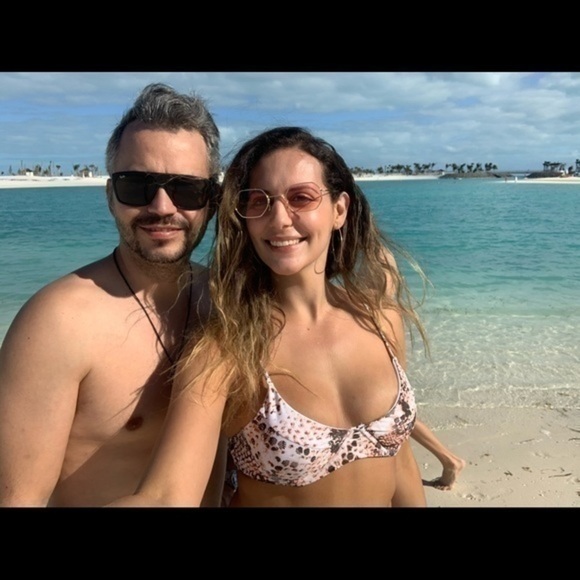 White and Brown animal print bikini top and bottom set size Medium - Picture 16 of 16